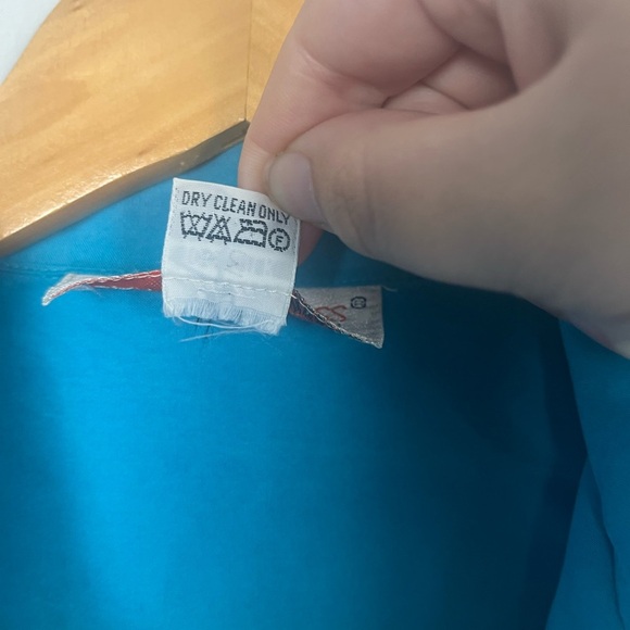 Vintage Adam Douglass Adrianna Papell 100% silk 1980s Blue Neon Detail size S - Picture 5 of 7